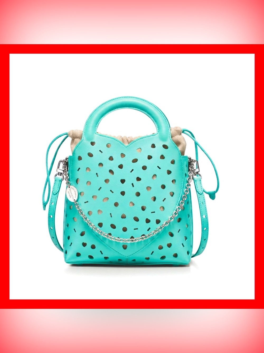 Tiffany & Co. Tiffany Blue Perforated Leather Mini Tote Crossbody Bag Chain NWT